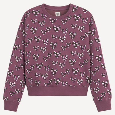 Sweater met ronde hals en hartenprint, in molton LA REDOUTE COLLECTIONS
