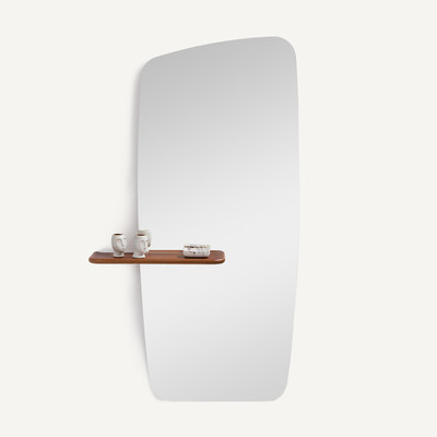 Miroir asymétrique à tablette noyer, Nella AM.PM