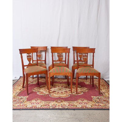 Lot de 6 chaises en bois style Empire Claude N°996 - Bon état DEBONGOUT