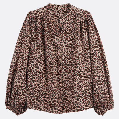 Hemd mit Mao-Ausschnitt, Leopardenmuster, Signatur LISE LA REDOUTE COLLECTIONS