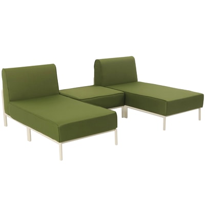 Salon de jardin modulable 3 places avec 2 méridiennes et 1 pouf, PATIO OVIALA