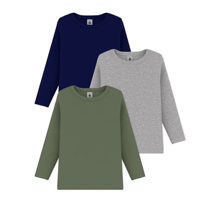 Lot de 3 T-shirts à manches longues PETIT BATEAU