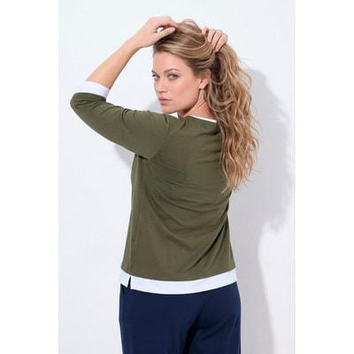 T-shirt en coton bio, bordures contrastantes ULLA POPKEN