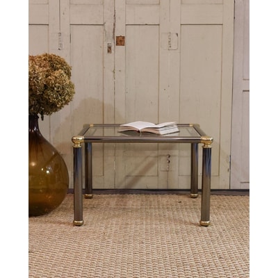 Table basse en verre et chrome Donna N°826 - Bon état DEBONGOUT