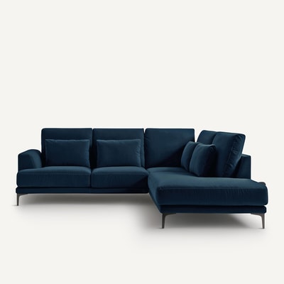 Geschlossenes Ecksofa Marsile mit Ecke rechts, Samt AM.PM