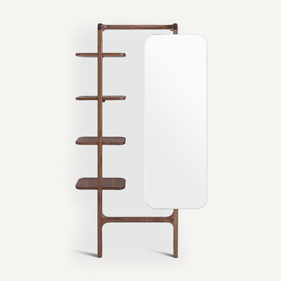 Miroir vestiaire mural noyer massif, Malea AM.PM