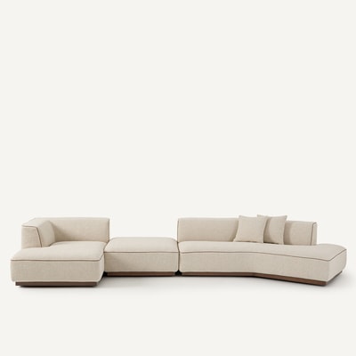 Offenes Ecksofa links mit Fussstütze aus Bouclé, JACOPO AM.PM