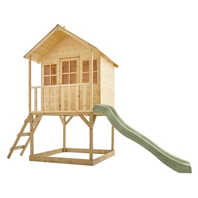 Maisonnette cabane sur pilotis avec toboggan COLLINE TP TOYS