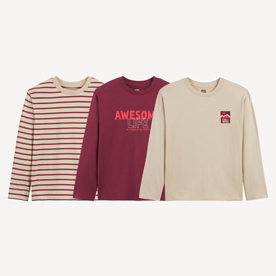 Set van 3 bedrukte T-shirts met lange mouwen LA REDOUTE COLLECTIONS