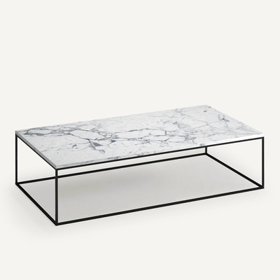 Mesa de centro retangular. metal aço preto mármore Mahaut AM.PM