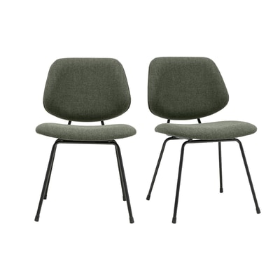 Chaises design en tissu effet velours texturé bleu foncé et métal noir (lot de 2) BARNET MILIBOO