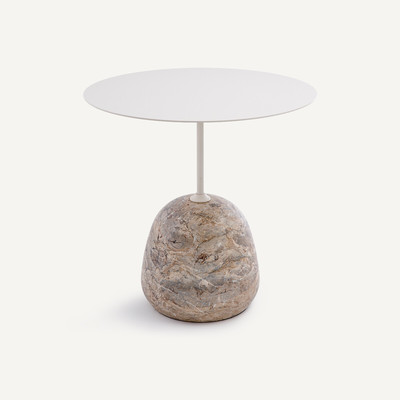 Bout de canapé marbre et métal fer Ø60 cm Balastro AM.PM