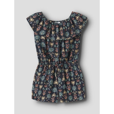 Soepelvallende combishort met volants en bladerprint NAME IT
