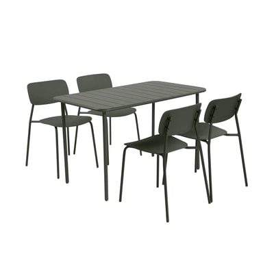 Table de jardin métal + 4 assises AMÉLIA + LIVA SWEEEK