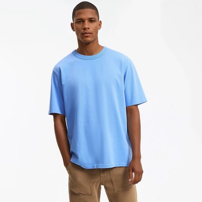 T-shirt en coton col rond manches courtes, stonewashed, effet délavé LA REDOUTE COLLECTIONS