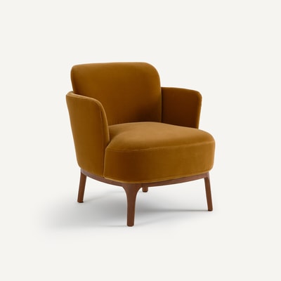 Jabote Velvet Armchair in Solid Walnut AM.PM
