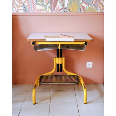 Bureau d'écolier en métal et bois Yvan N°500 - Bon état DEBONGOUT