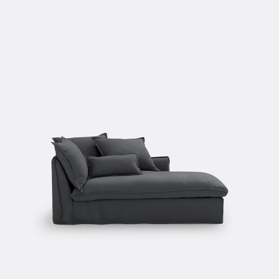 Longchair, afneembare hoezen, in gekreukt linnen, Odna LA REDOUTE INTERIEURS