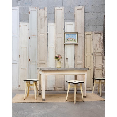 Table à manger Mado en inox Romy N°606 - Bon état DEBONGOUT
