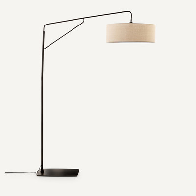 Boogvormige staande lamp in metaal ijzer en linnen, Cinqua AM.PM