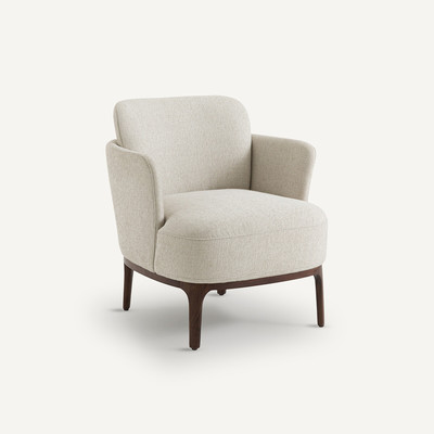 Fauteuil in notenhout en getextureerde stof, Jabote AM.PM