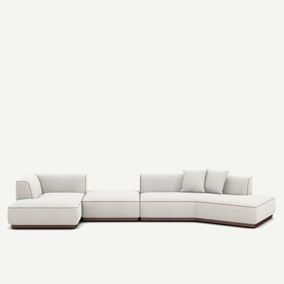 Offenes linkes Ecksofa mit Fussstütze aus Leinenvelours, JACOPO AM.PM