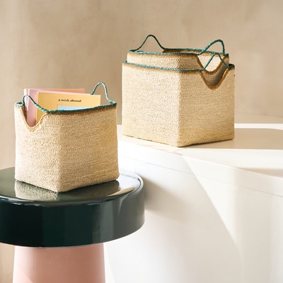 Lot de 3 paniers aux contours et biais colorés, KOTUM LA REDOUTE INTERIEURS