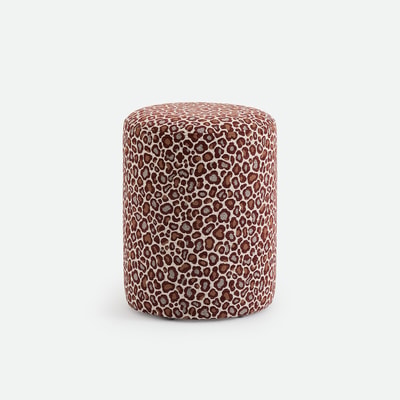 Pouf en tissu texturé, motif léopard, POLINA LA REDOUTE INTERIEURS