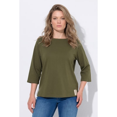 T-shirt en coton bio à col bateau et manches ULLA POPKEN