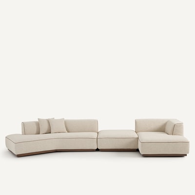 Offenes, gerades Ecksofa mit Fussstütze aus Bouclé, JACOPO AM.PM