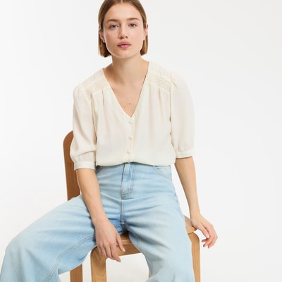Fliessende Bluse, V-Ausschnitt, kurze Ärmel LA REDOUTE COLLECTIONS