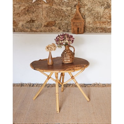 Table basse en rotin Léonie N°817 - Bon état DEBONGOUT