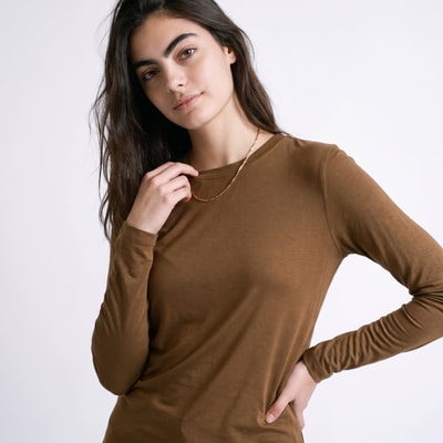 T-shirt décontracté col rond manches longues MIRELINE ARTLOVE
