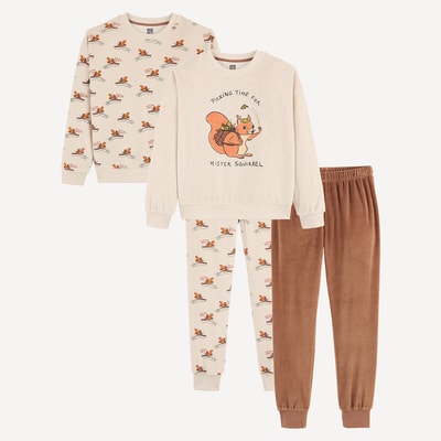 Paket med 2 Ekorrtryck Velour Pyjamas LA REDOUTE COLLECTIONS