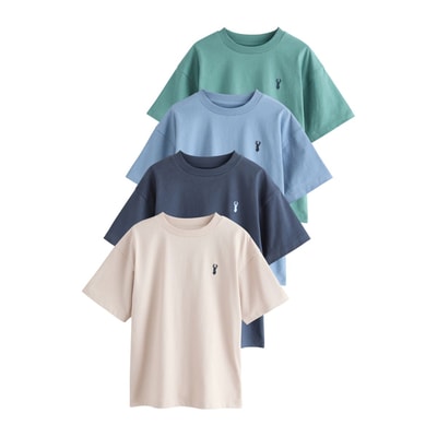 T-shirt manches courtes/cerf brodé, lot de 4 NEXT