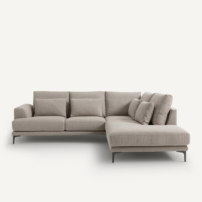 Geschlossenes Ecksofa Marsile mit Ecke rechts, Strukturgewebe Viskose/Leinen AM.PM
