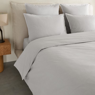 Housse de couette en percale de coton lavé, rayée, 120 fils, SABBAL AM.PM