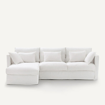 Sofá-cama de canto, em linho enrugado, Camille AM.PM