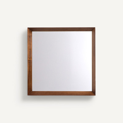 Miroir carré noyer massif H60 cm, Andromède AM.PM