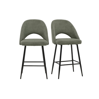 Tabourets de bar en tissu velours côtelé vert kaki H65 cm (lot de 2) COSETTE MILIBOO