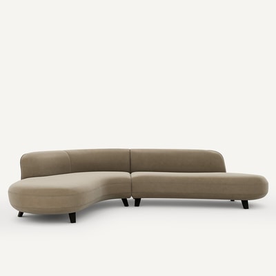 Fluwelen hoekbank, Rosebury, ontwerp Emmanuel Gallina AM.PM X EMMANUEL GALLINA