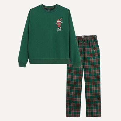 Julpyjamas, fleecetröja och rutiga flanellbyxor LA REDOUTE COLLECTIONS