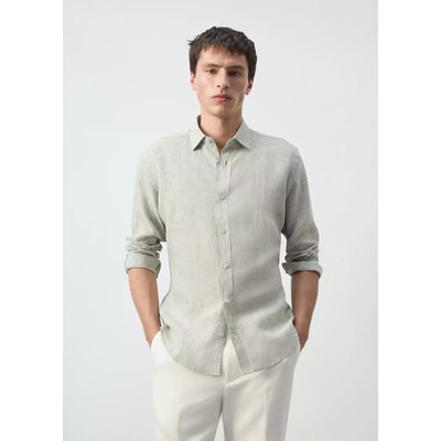 Chemise regular-fit 100 % lin rayures MANGO MAN
