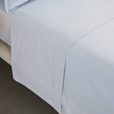 Drap plat en percale de coton lavé, rayé, 120 fils, SABBAL AM.PM