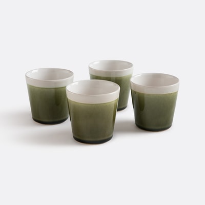 Lot 4 tasses à café craquelées, GOGAIN LA REDOUTE INTERIEURS