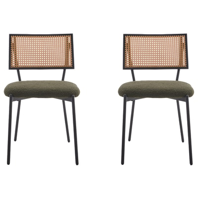 Lot de 2 chaises cannage tissu bouclette, LUCIANO BEST MOBILIER