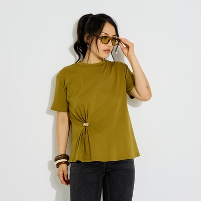 T-shirt col rond détail bijou GRAIN DE MALICE