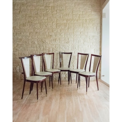 Chaise Baumann en cuir Alma N°1091 - Bon état DEBONGOUT