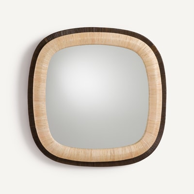 Miroir carré en rotin bicolore, hauteur 91 cm, MAE AM.PM