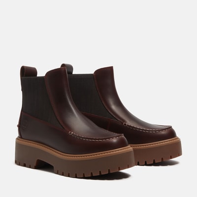 Leren enkellaarsjes met sleehak, STONE STREET MID CHELSEA TIMBERLAND